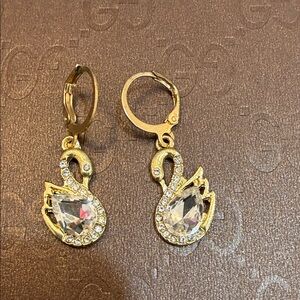 Elegant Gold Swan Earrings